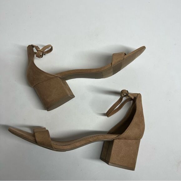Candie’s Womens Tan Faux Suede  Sandals Size 9,5 M EUC Block Heel Ankle Strap - Picture 10 of 15